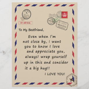 Bestfriend-Geschenk Mein Freund I Liebe Sie Briefbogen