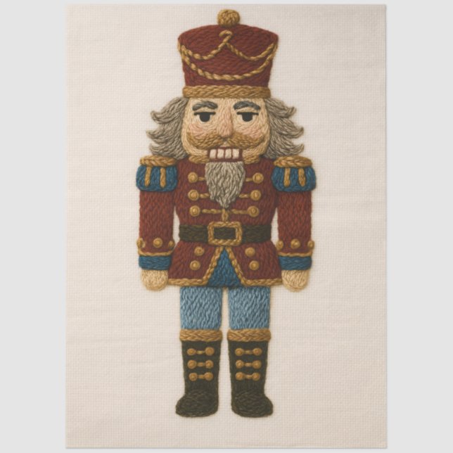 bestickt Look Christmas Nutcracker Seidenpapier (Vorderseite)