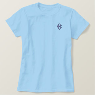 bestickt mit hellblauer Monogramm, T - Shirt von F