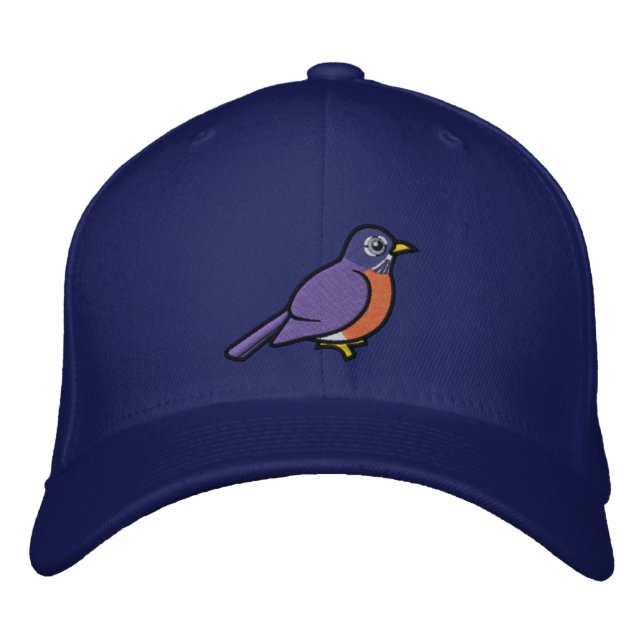 bestickt mit niedlichem American Robin Bestickte Baseballkappe (Vorderseite)