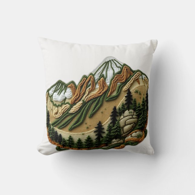 Bestickte Berglandschaft Kissen (Vorderseite)
