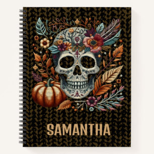 bestickte Blume aus dem Zuckerschädel, pastellgoti Notizbuch