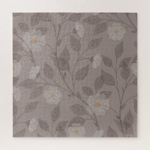 bestickte Blume und Blätter, nahtloses Design.