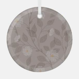 bestickte Blume und Blätter, nahtloses Design. Ornament Aus Glas