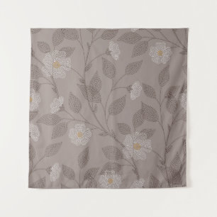 bestickte Blume und Blätter, nahtloses Design. Wandteppich