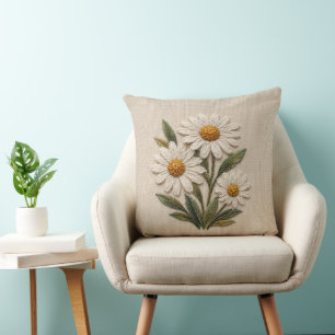 Bestickte Daisy-Blüte Kissen