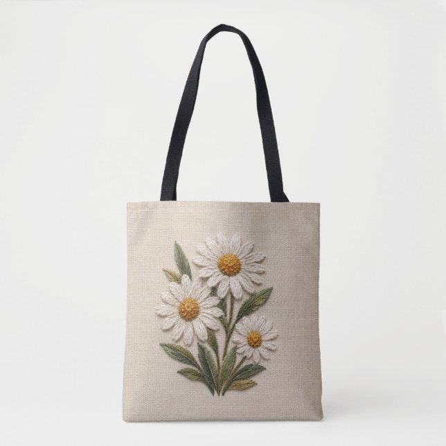 Bestickte Daisy-Blüte Tasche (Vorderseite)