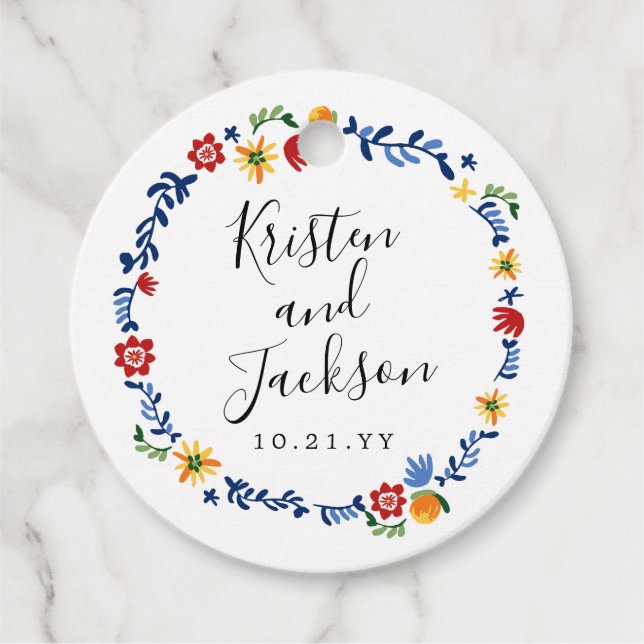 bestickte Florals Hochzeit Geschenkanhänger (Vorderseite)