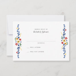 bestickte Florals Wedding RSVP Cards Karte