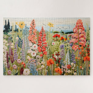 bestickte Frühlingsauger Wildblumen Jigsaw Puzzle