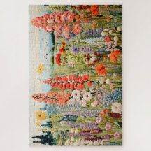 bestickte Frühlingsauger Wildblumen Jigsaw Puzzle