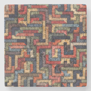 bestickte geometrische, ethnische Textur Steinuntersetzer