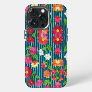 Bestickte gesteppte Blumen von CallisC Wurfkissen iPhone 13 Pro Hülle