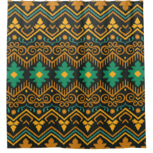 bestickte Ikat-Fabric Ethnic Design Duschvorhang