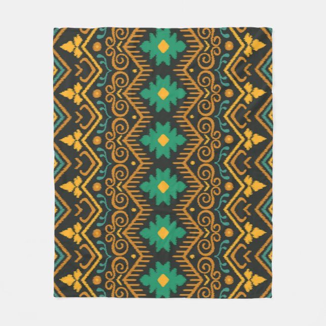 bestickte Ikat-Fabric Ethnic Design Fleecedecke (Vorderseite)
