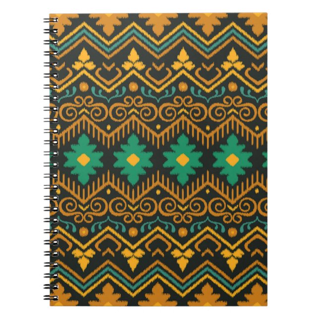 bestickte Ikat-Fabric Ethnic Design Notizblock (Vorderseite)