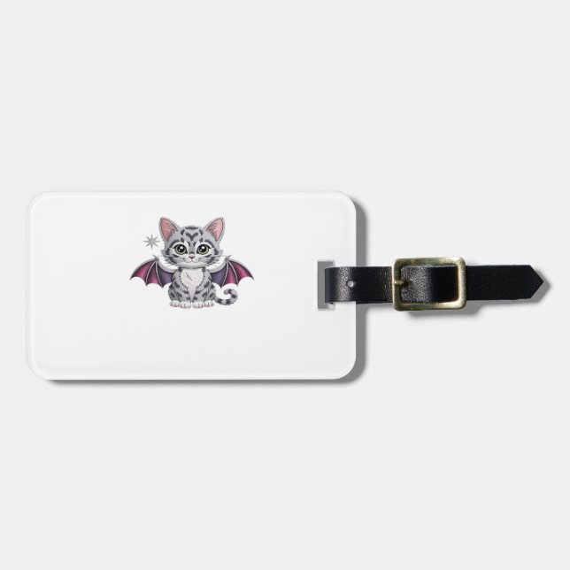 bestickte Katzenfledermaus Klassischer T - Shirt Gepäckanhänger (Vorderseite horizontal)