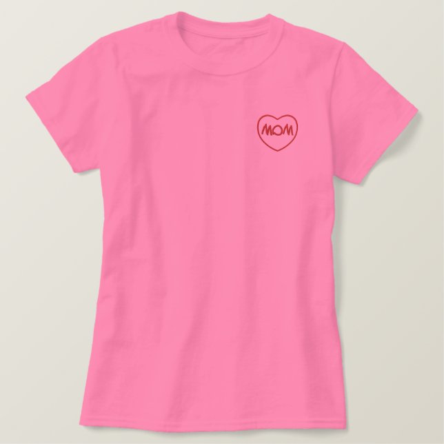 bestickte Mama Herz Besticktes T-Shirt (Design vorne)