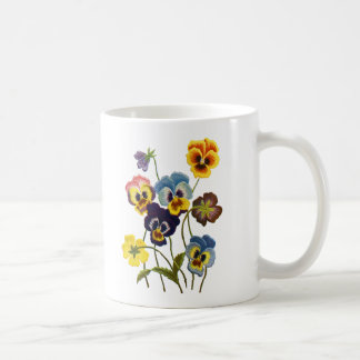 bestickte Parade der Stiefmütterchen Kaffeetasse