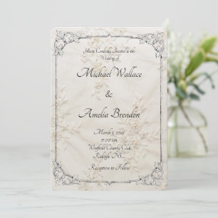 Bestickte Spitze Hochzeit Speichern Sie die Datums Save The Date