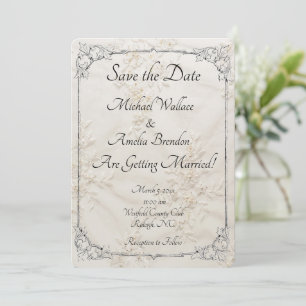 Bestickte Spitze Hochzeit Speichern Sie die Datums Save The Date
