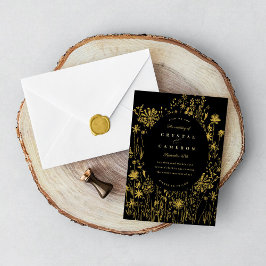 bestickte Wildblume Floral Meadow Gold Folieneinladung
