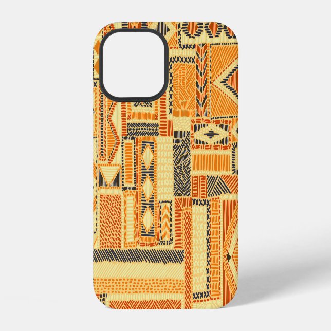 Besticktes Bohemian-Patchwork-Nahtloses Muster iPhone 12 Hülle (Rückseite)
