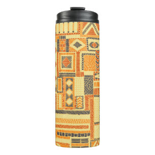 Besticktes Bohemian-Patchwork-Nahtloses Muster Thermosbecher