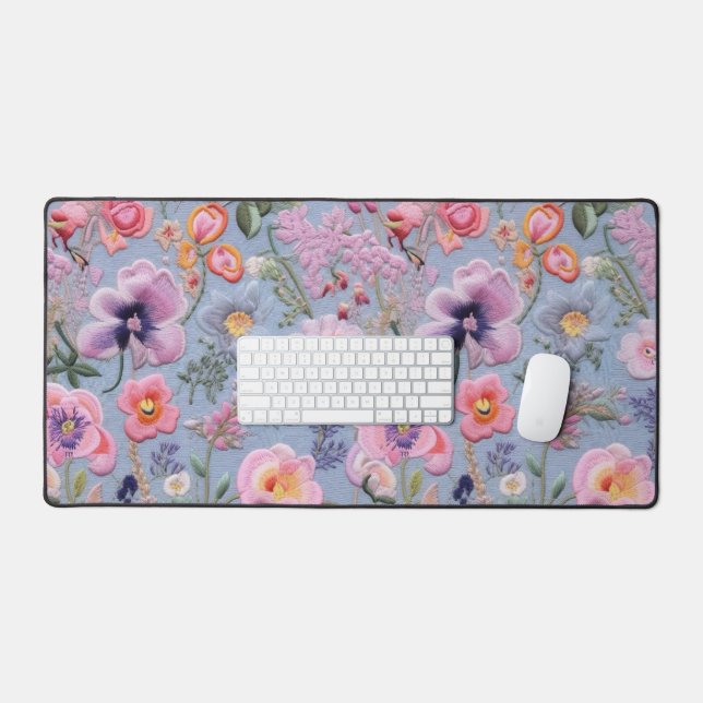 besticktes, florales, nahtloses Muster Schreibtischunterlage (Tastatur & Maus)
