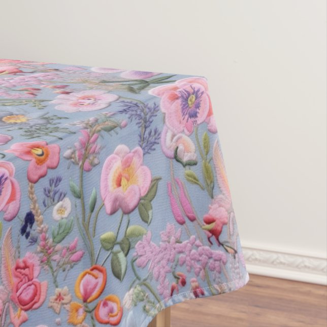 besticktes, florales, nahtloses Muster Tischdecke (Beispiel)