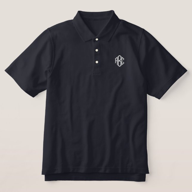 besticktes Monogram Navy Men-Polo (Design Vorderseite)