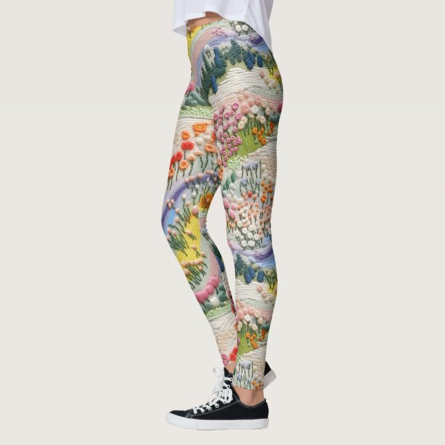 Besticktes Tal im Frühjahr Leggings - Niedlich (Links)