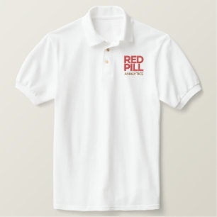 Besticktes weißes Polo mit Rotem Text-Logo (Herre