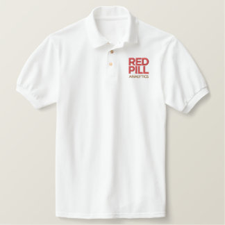 Besticktes weißes Polo mit Rotem Text-Logo (Herren