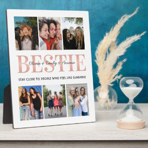 Bestie Best Friend White Photo Collage Plaque