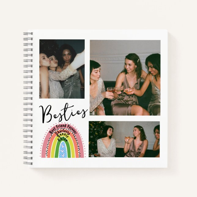 Bestie Best Friends Forever Rainbow Foto Collage Notizbuch (Vorderseite)
