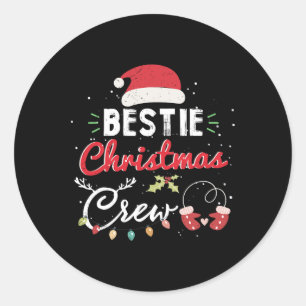Bestie Christmas Crew Funny Beauty Matching Runder Aufkleber