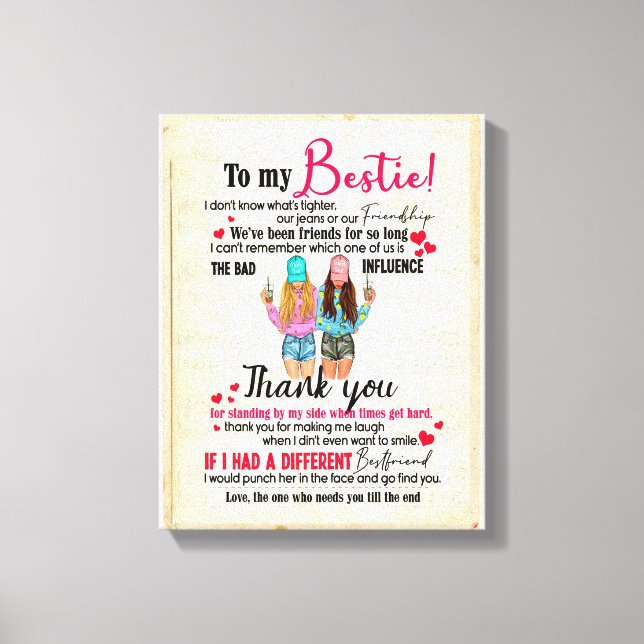 Bestie Geschenke | Brief an meine Bestie Vielen Da Leinwanddruck (Vorderseite)