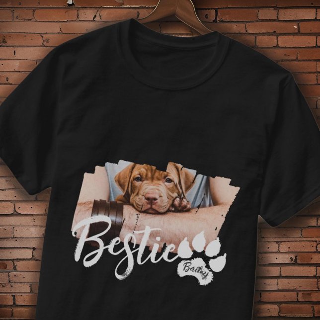 Bestie Pet's Modern Grunge Cool Name Foto Paw T-Shirt (Von Creator hochgeladen)