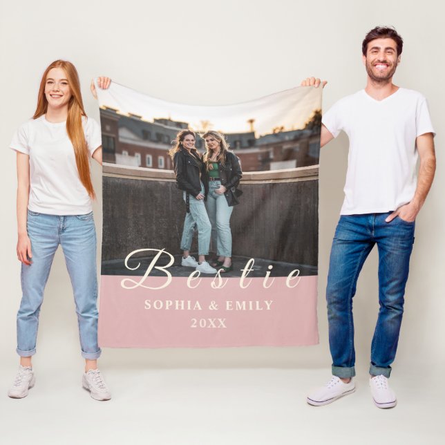 Bestie Photo Collage Fleece Blanket with Names (Beispiel)