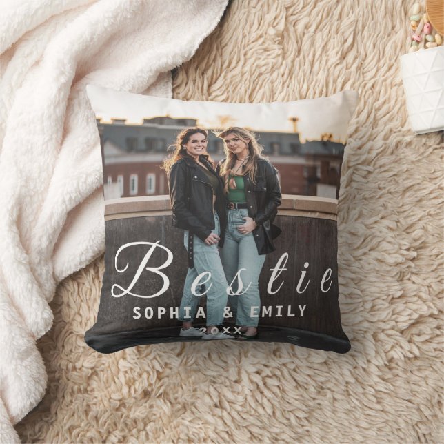Bestie Photo Collage Pillow – Names & Year Gift Kissen (Decke)