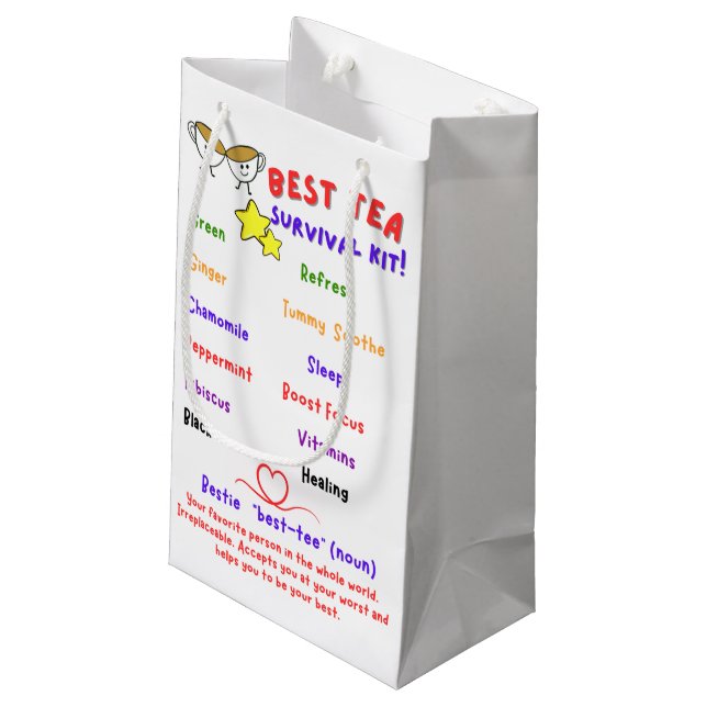 Bestie(Tea) Überlebenskit-Geschenktasche Kleine Geschenktüte (Rückseite Schrägansicht)