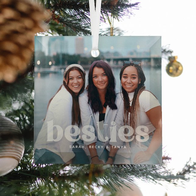 Bestie Trendy Typografy Foto Keepake Ornament Aus Glas (Von Creator hochgeladen)