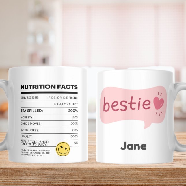Bestie Vibes only - Funny Nutrition Fakten Kaffeetasse (Von Creator hochgeladen)