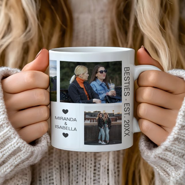 Bestien der besten Freunde 7 FotoCollage Kaffeetasse (Add Your Own 7 Photos Best Friends - Besties Mug by MINTIC DESIGN STUDIO)
