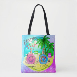 Bestienreise Sommerstrand blau personalisiert Tasche