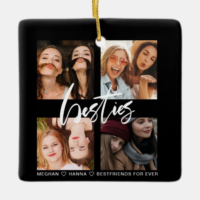 Besties 4 Foto von best friend black ornament (Vorderseite)