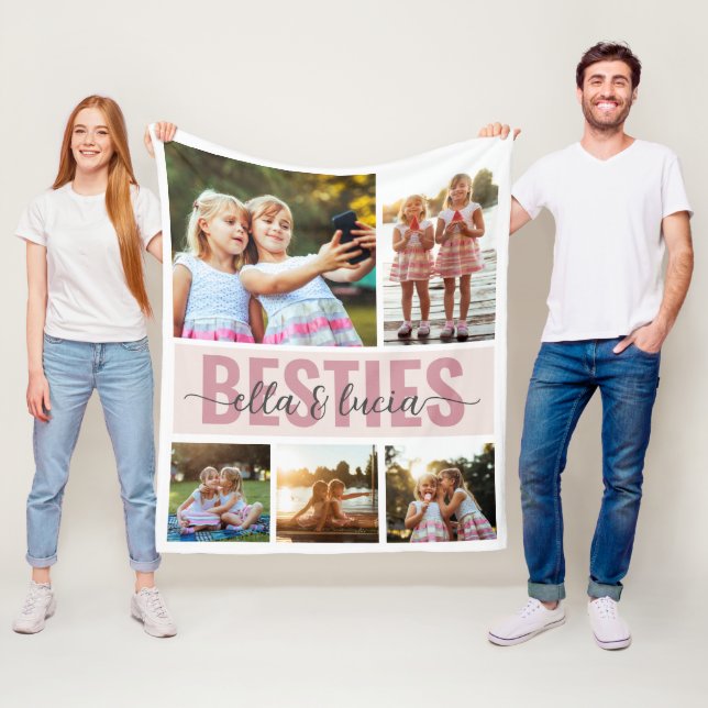Besties Add Your Names Foto Collage Fleecedecke (Beispiel)