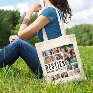 Besties Always & Forever Foto Collage Tote Bag Tragetasche
