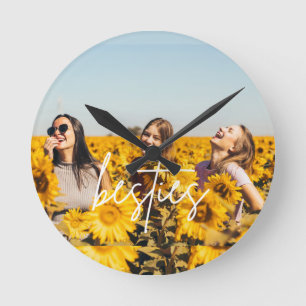 Besties Best Friend Foto Freundschaft Runde Wanduhr